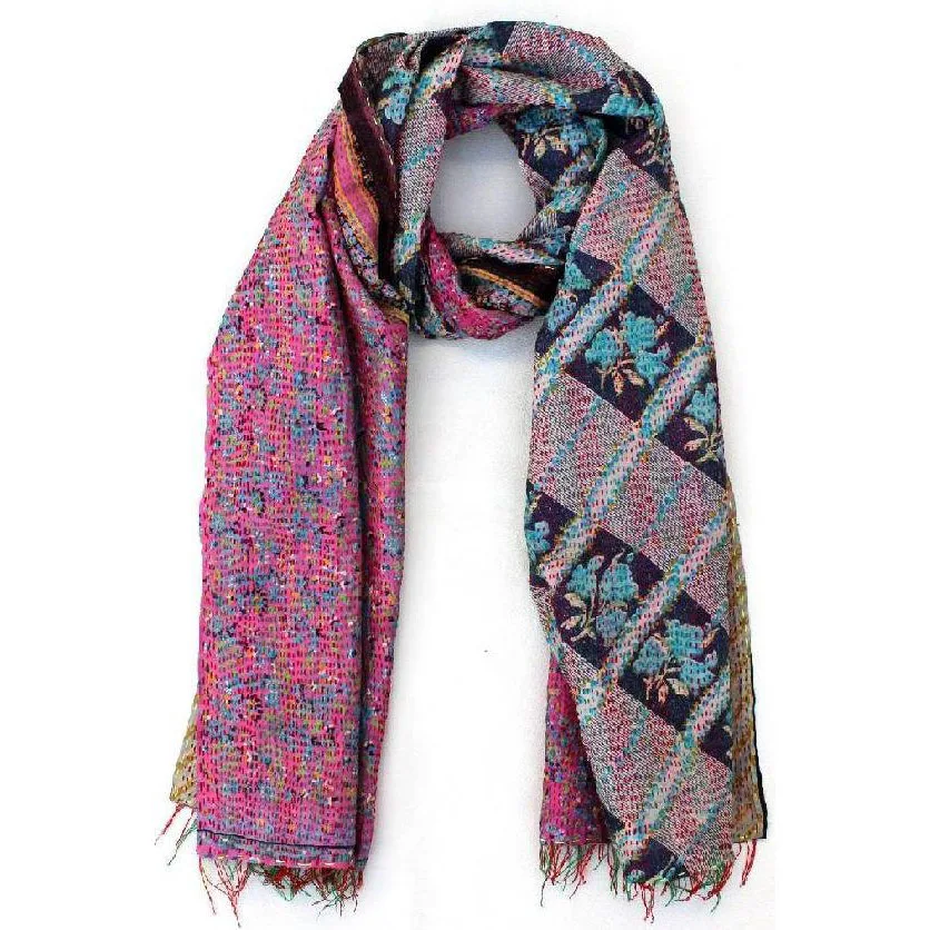 Оптовая продажа индийский винтажный шелковый шарф kantha в стиле пэчворк модные двусторонние шали и шарфы ручной работы для женщин девочек
