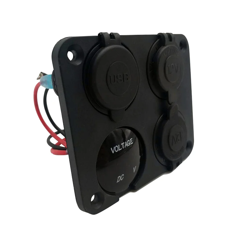 Oem 4 gang rv boat truck 12v outlet dual usb port socket voltmeter panel