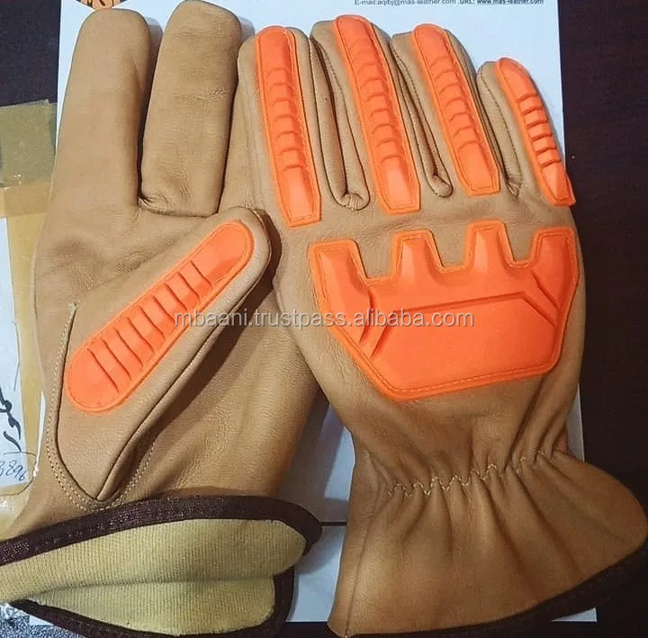 Goatskin leather cut and impact resistant work driver glove