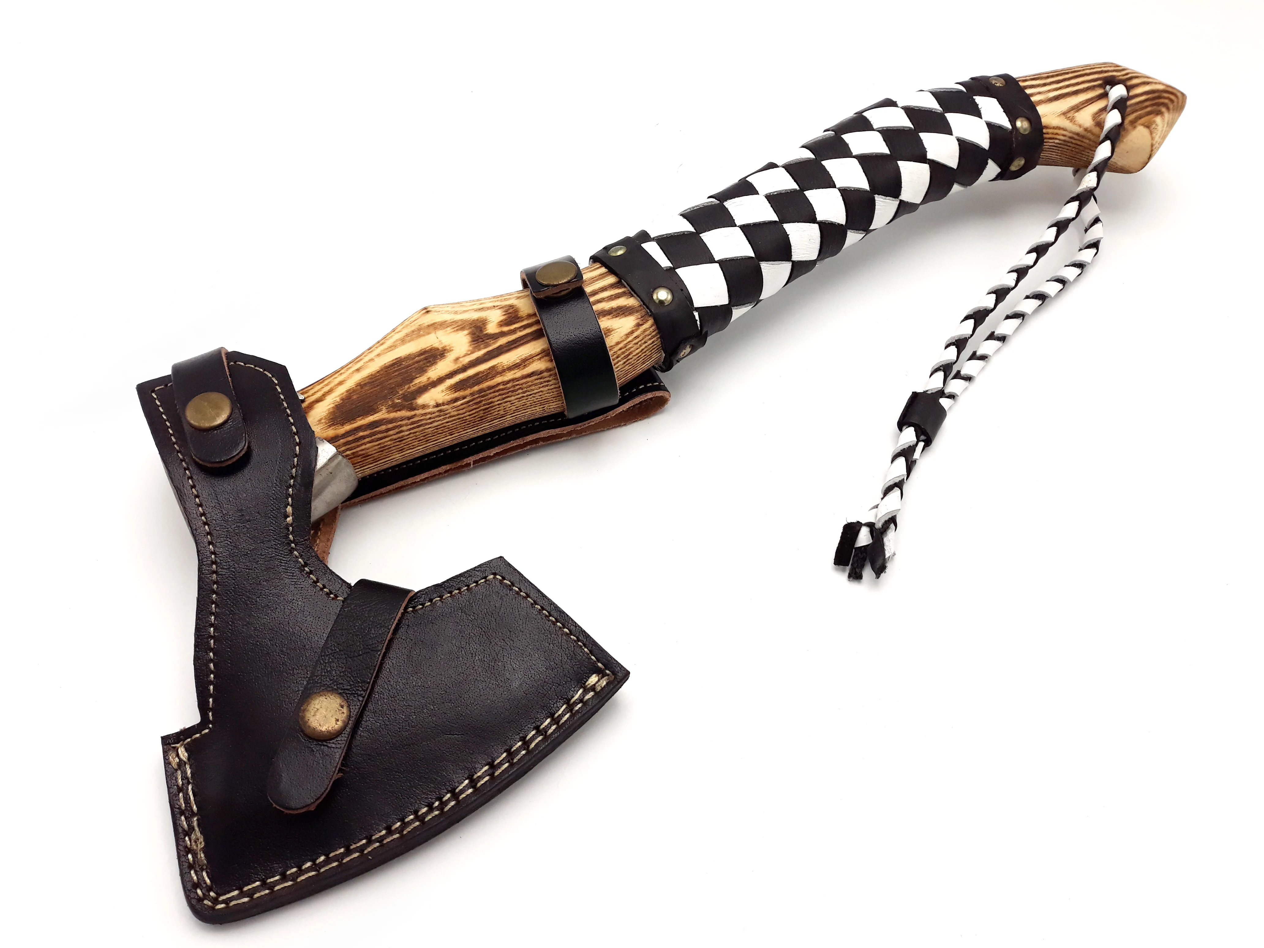 1095 High Carbon Steel Embossed Head Axe DIY Grade Hatchet with Wood Handle for Camping Outdoor Cutting Applications