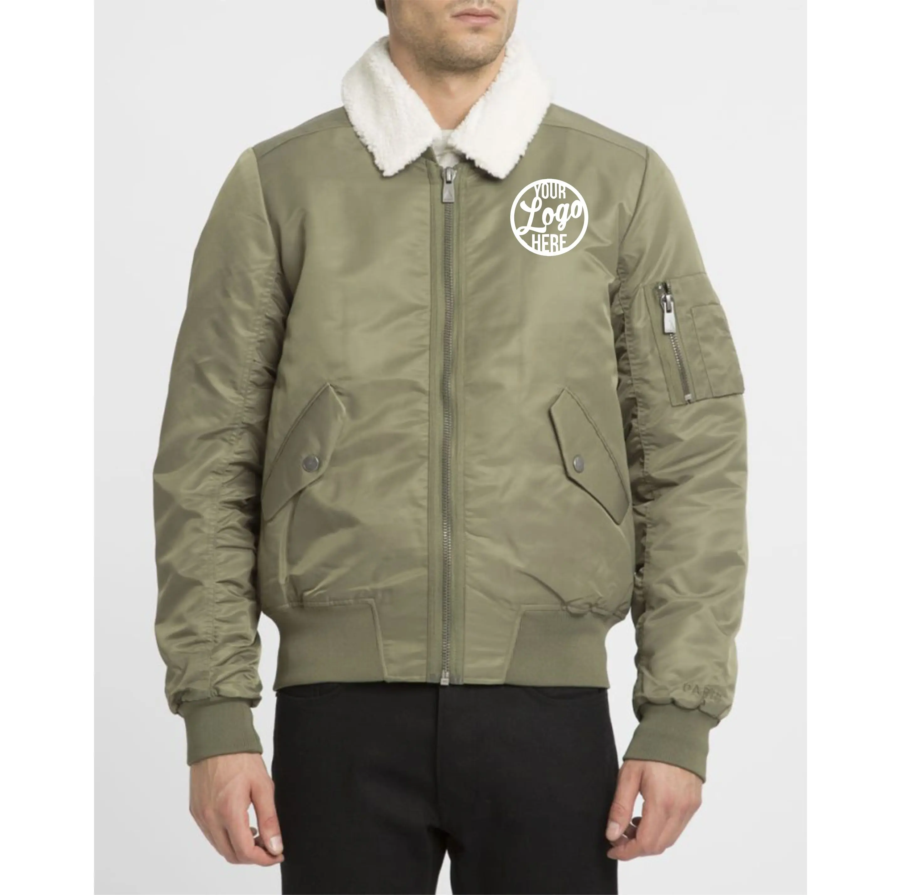 Мужская нейлоновая Высококачественная куртка-бомбер без рисунка на заказ оптом атласная мужская зимняя с подкладкой