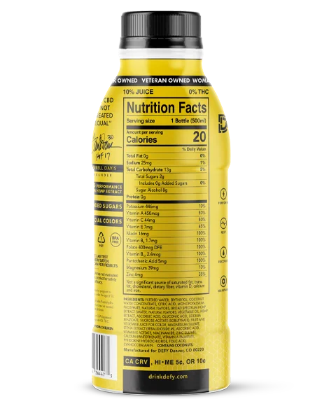 DEFY восстанавливающая CBD бутылка для образцов без Cbd глютена искусственных цветов 6pk/ 16.9Z