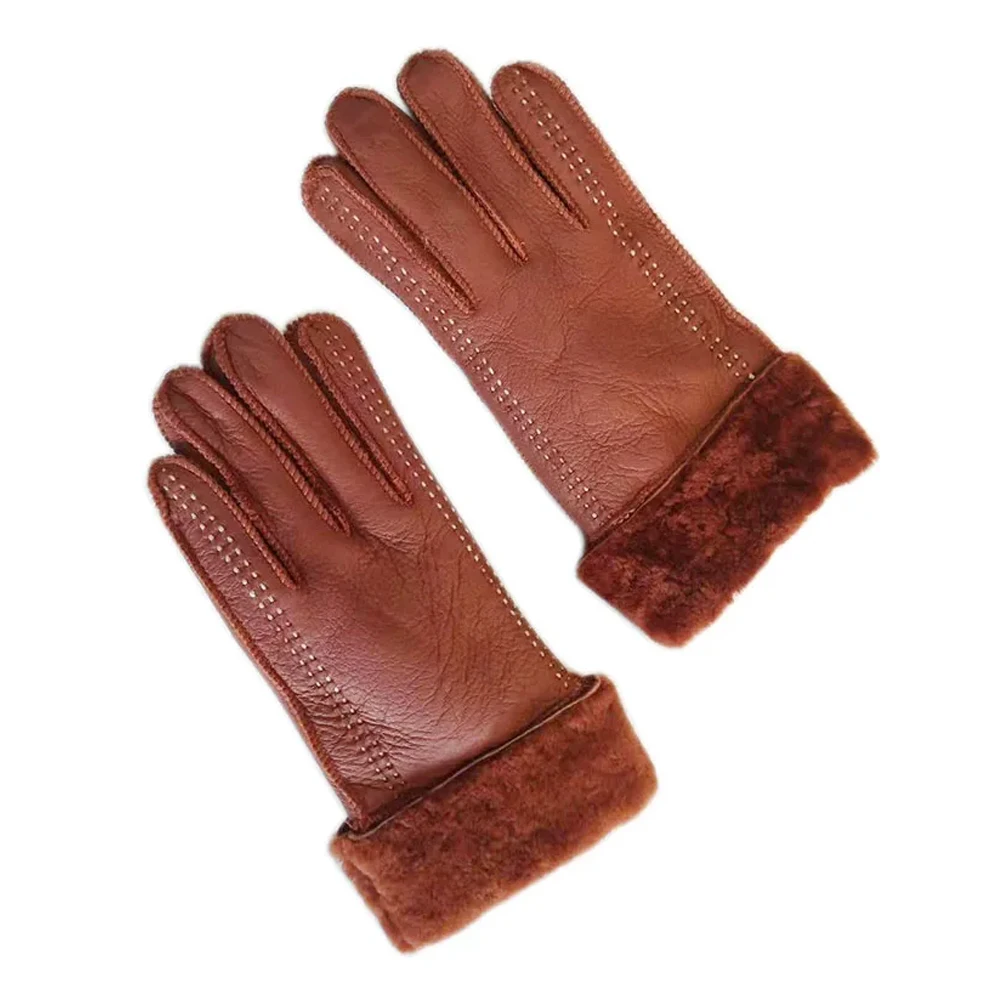 Мужские перчатки из натуральной оленьей кожи на осень/зиму