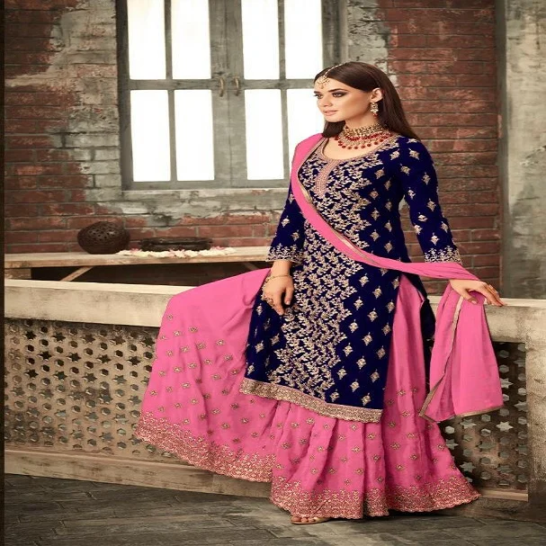 Party Wear Sharara Salwar Suit with Heavy Embroidery Work