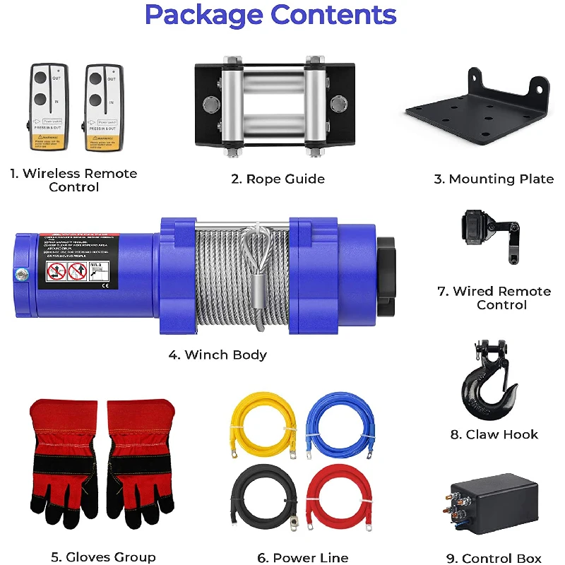 Электрическая лодочная лебедка 3000 фунтов 12 Вольт utv с синтетическим