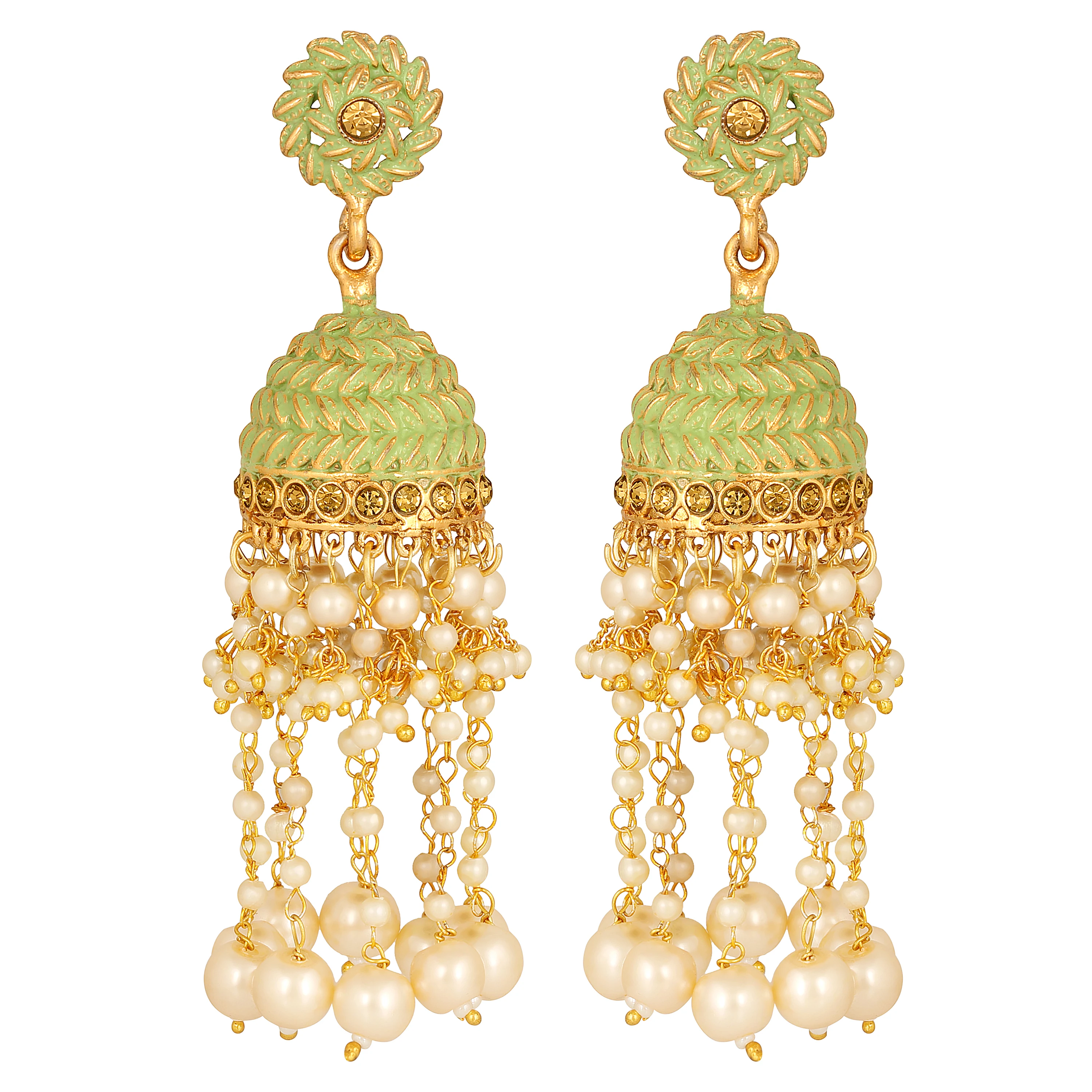 Kundan earrings diamond earrings bijoux jhumka polki jewelry Long Chandelier Jhumki Attach Dangler Jewellery Earrings