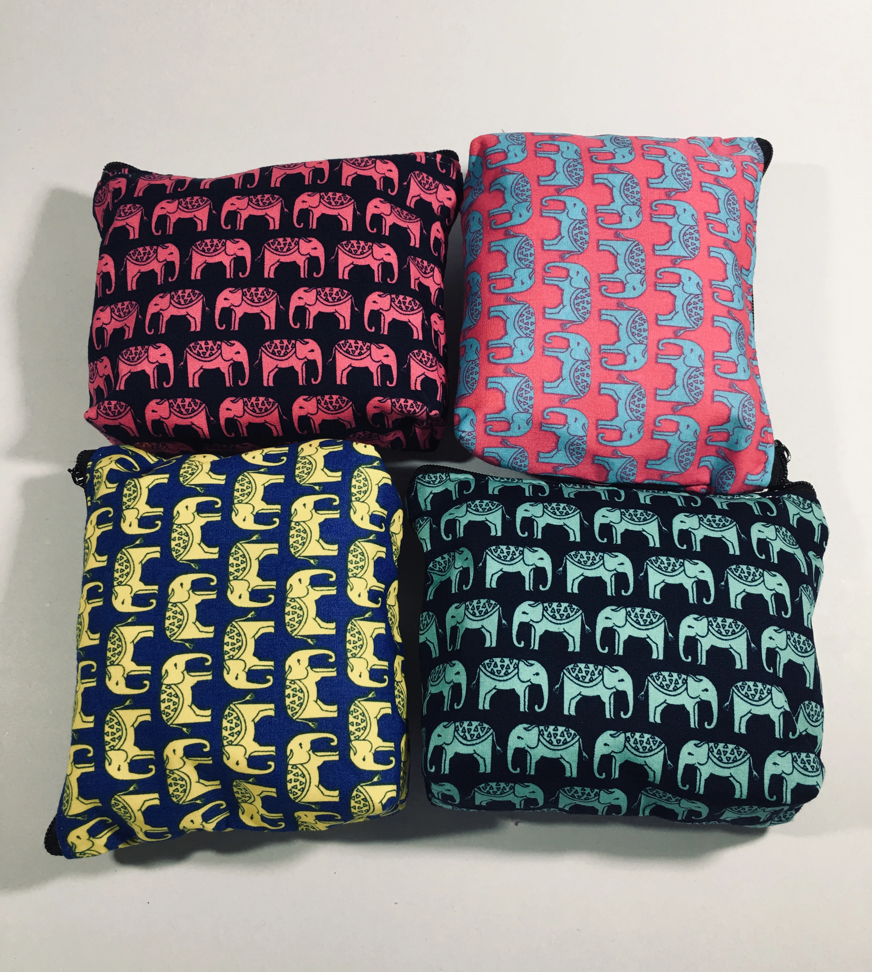 Elephant canvas fabric small coin purse wallet zipper vintage Thai style handmade for souvenir gift