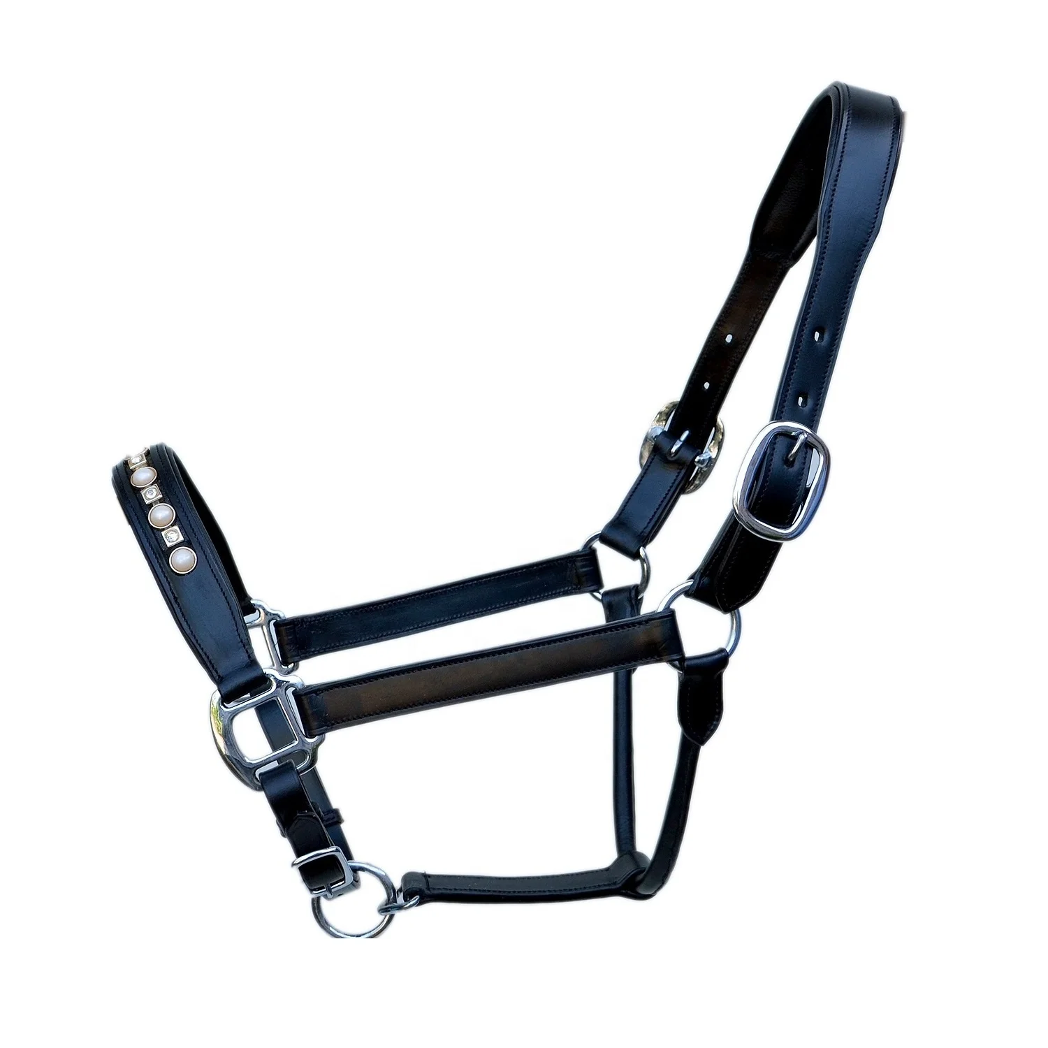 Halter Top Quality Guanine Designer Black Leather horse halter Rub international