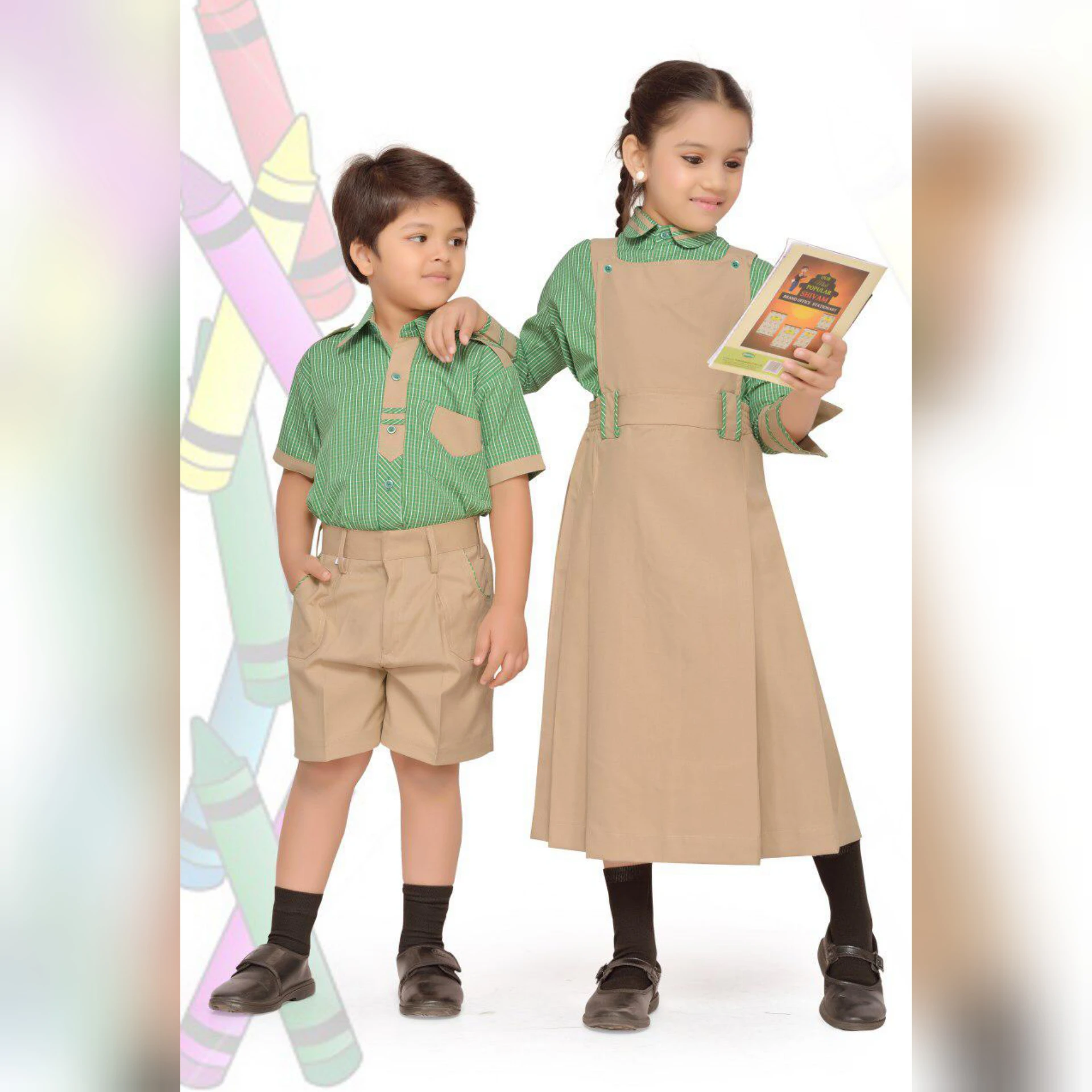 
Polyester Cotton school uniform fabric and garment for all sizes 