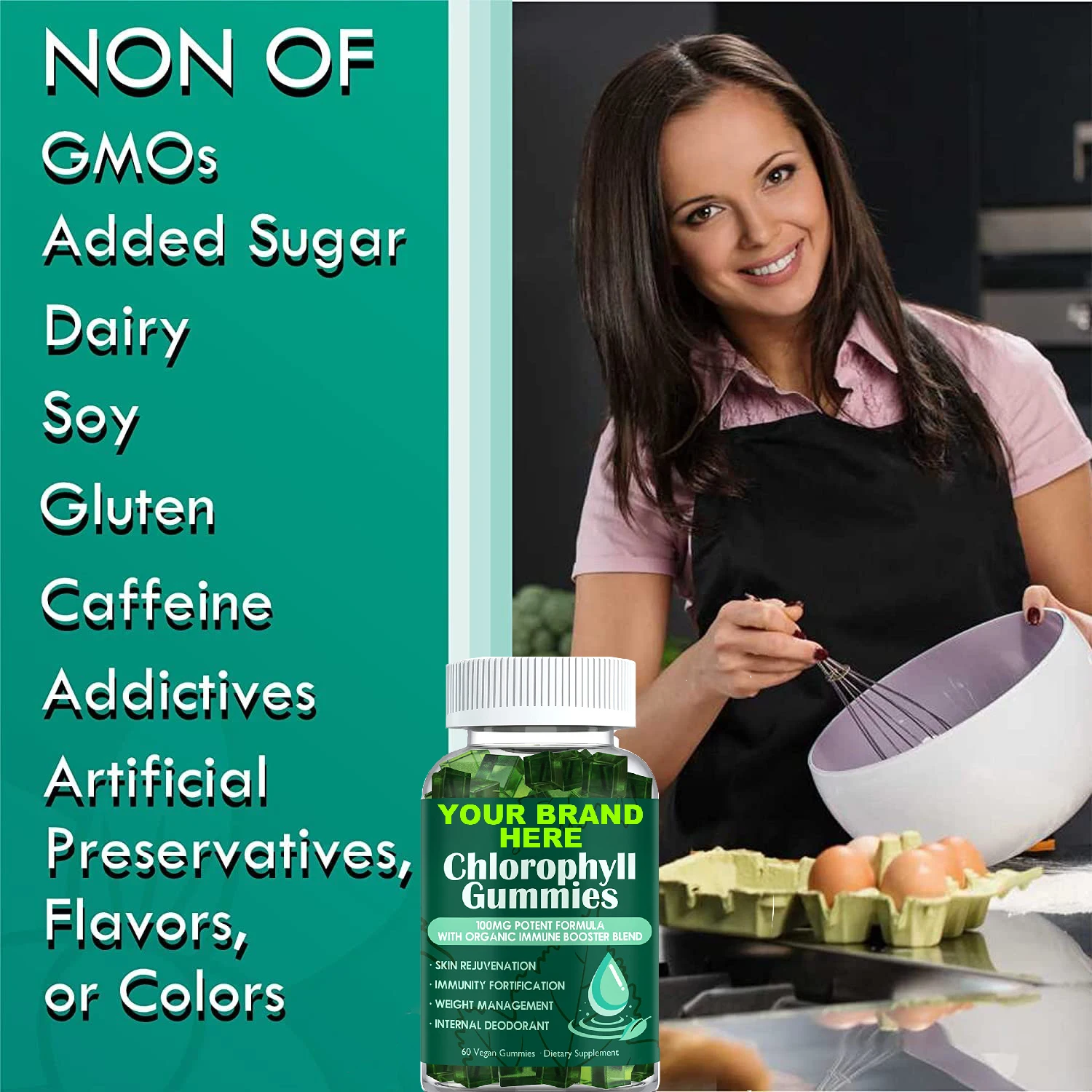Chlorophyll Gummies with Unfiltered ACV Sea Moss & Elderberry, Energy Boost Immune & Digestion System Support