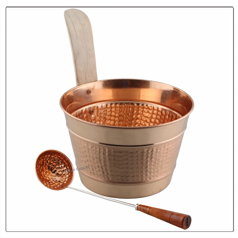 Hammered Copper Sauna Bucket Pure Copper Spa Bucket Sauna Accessories