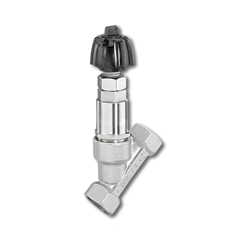 
The GEMUe 507 2/2-way angle seat globe valve has an ergonomically designed plastic handwheel and is manually operated. 