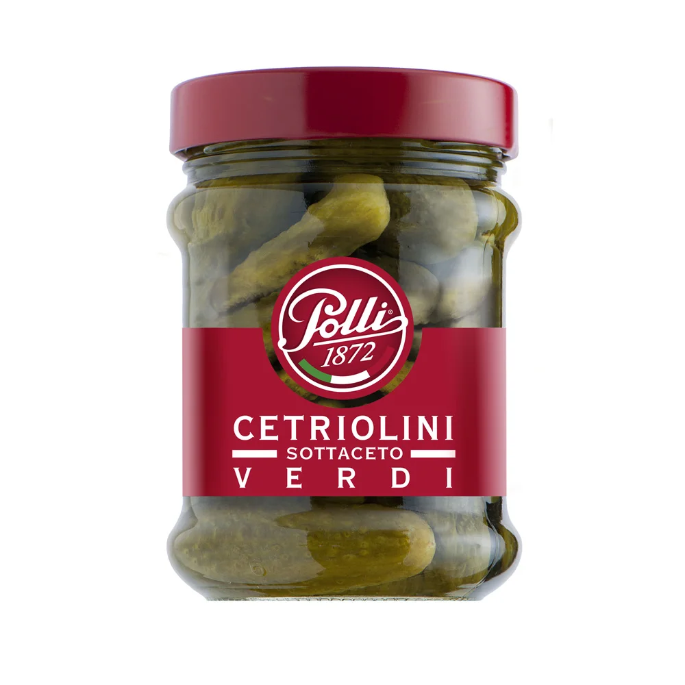 Premium quality gherkins 300g Italian food condiment in wine vinegar glass mason jars appetizer platters for export