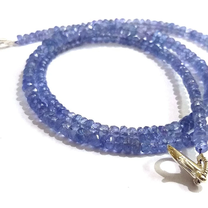 
Ожерелье для ювелирных изделий из танзанита, круглый граненый ювелирный Ожерелье с регулируемой цепочкой из натурального танзанита, прибл. 3-4 мм 