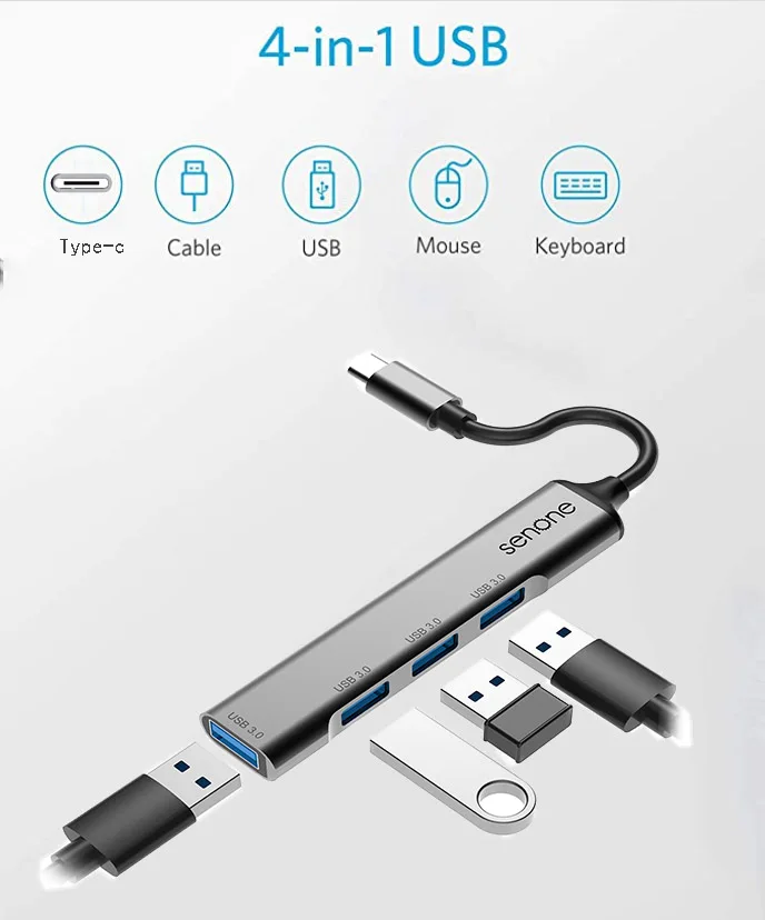 Супер скорость передачи данных HUB адаптер Многофункциональный USB 3 0 хаб 4-в-1 из алюминиевого сплава с