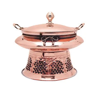 9L Chafer Hot Food Display Warmers Mirror Cover Polish Round Hammered Copper Chafing Dish  Hotel & Restaurant Supplies