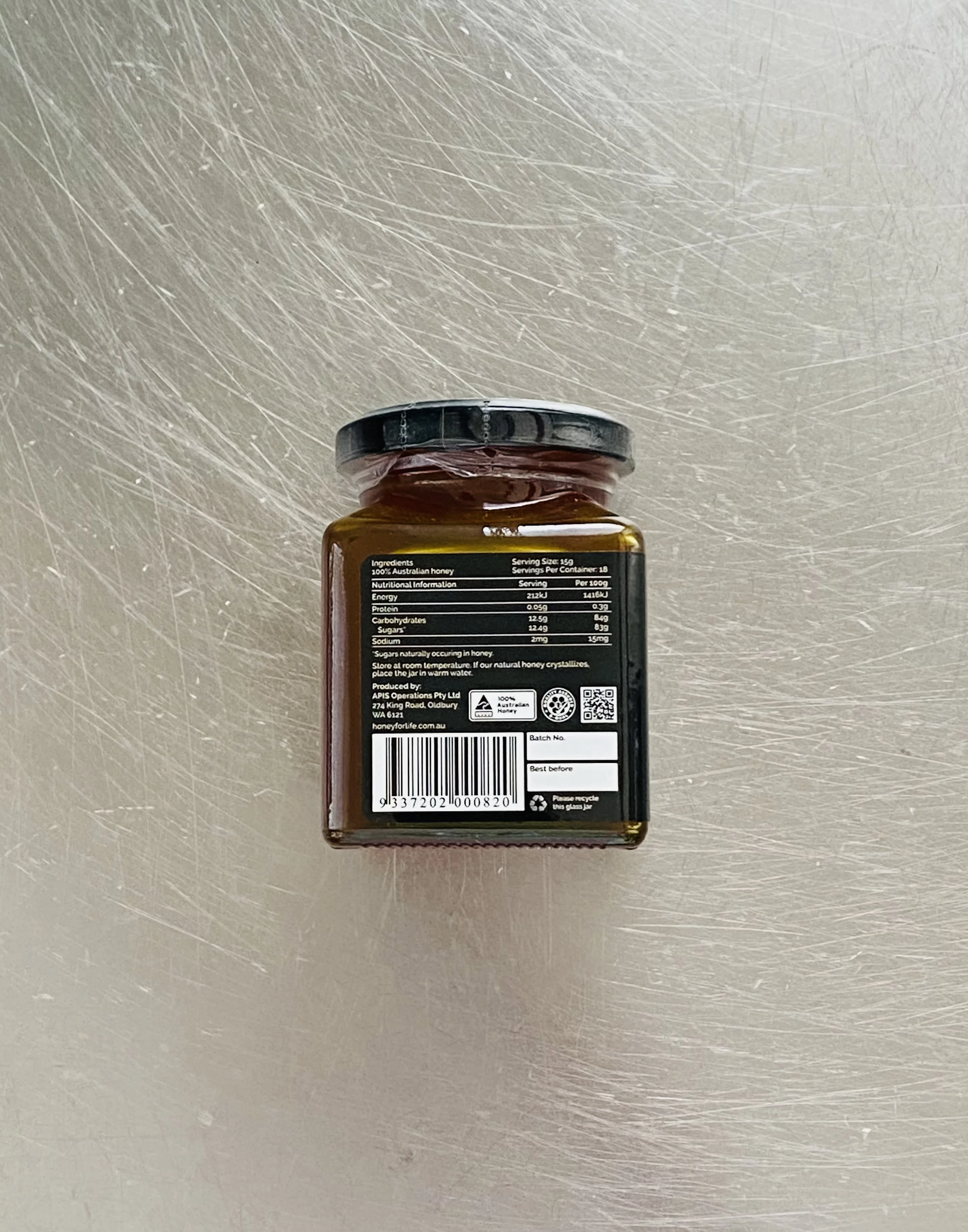 100% Pure 260g (No Additives) Premium Raw Honey TA35+ Jarrah Honey In Mason Jar Packaging