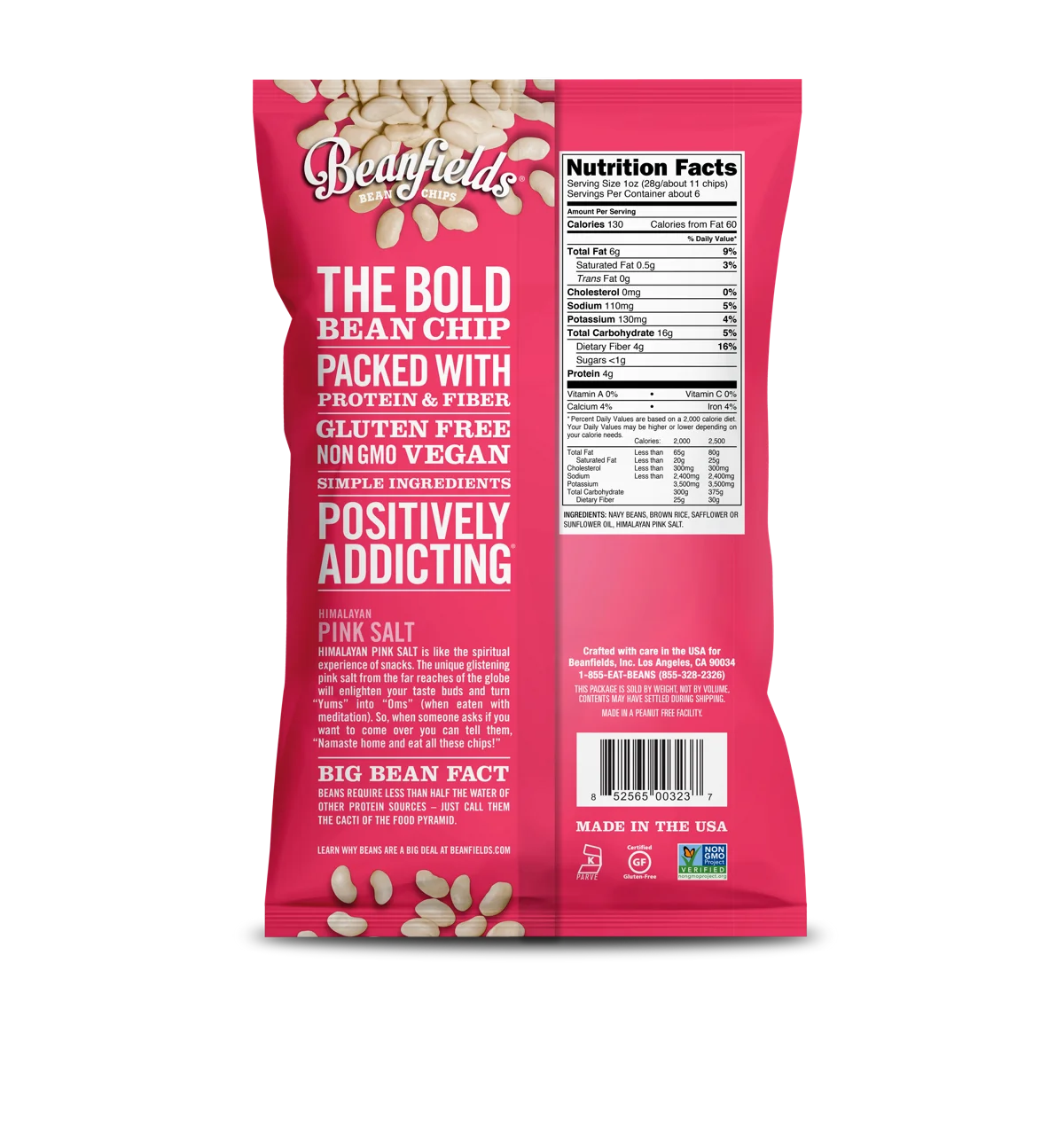 
Bean Chips Beanfields Himalayan Pink Salt Vegan Bean Chips 5.5oz Case Made In USA 