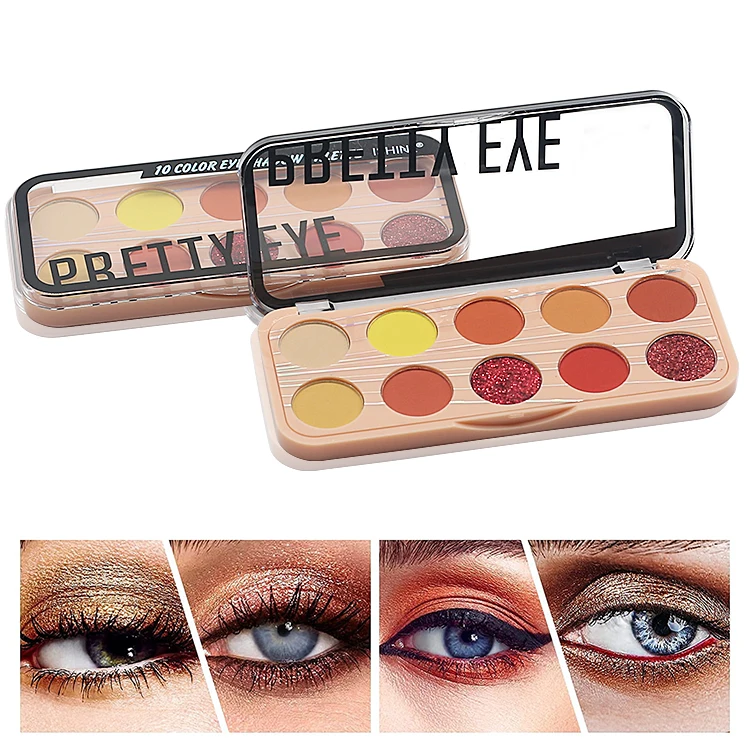 Hot Sales Factory Cosmetics High Pigment Private Label 10 Color Matte And Glitter Makeup Eyeshadow Palette