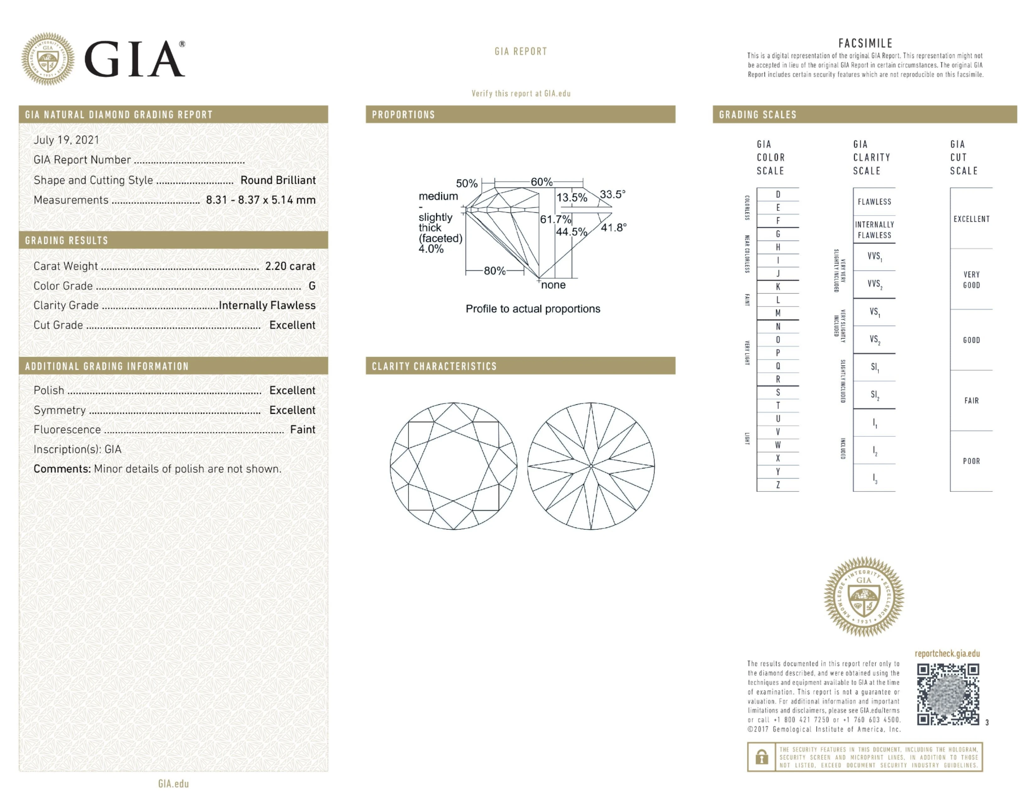 2.20 Carat G Color IF Clarity Round Brilliant Cut 100% Natural Loose GIA Certified Solitaire Wholesale Diamond For Jewelry