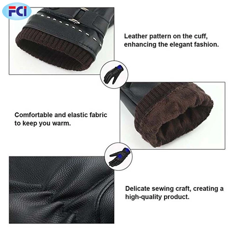 New Fashion Design Leather Gloves for Ladies Women Warm Winter Black Dressing Leather Gloves