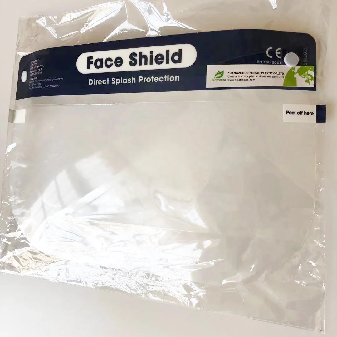 CE Individual Package ANTI FOG Direct Splash protection Reusable  Pet Face Shield Plastic Visor