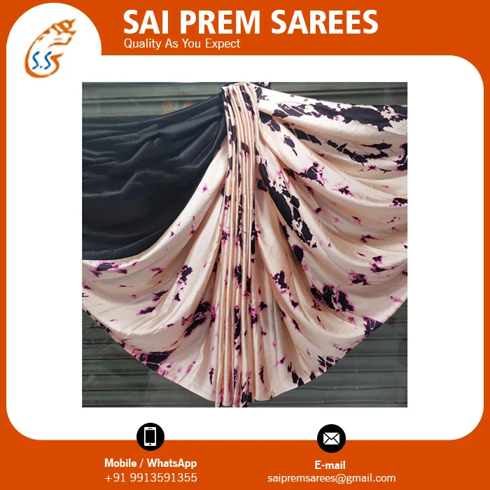 Beautiful Japan Inspired Silk Saree with Chiffon Ladies Ethnic Partywear Special Occasions Model Number Fancy Wholesale Price