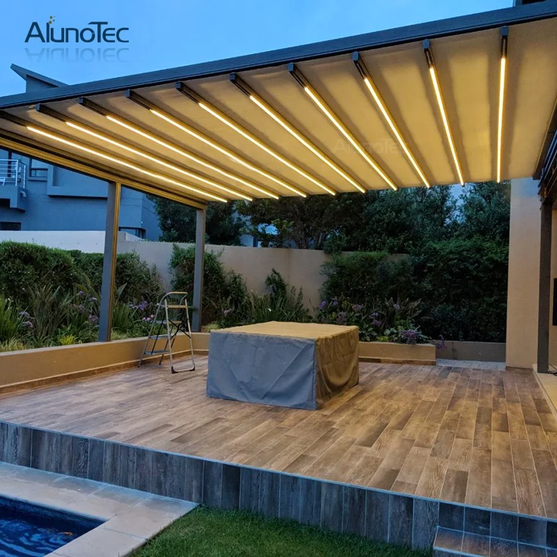 Design Modern Customized Garden Party Retractable Motorised Roof Aluminium Gazebo Outdoor Pergola
