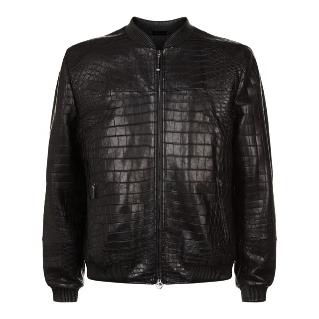 MEN Custom Made Crocodile Skin Texture Leather Jacket Crocodile Skin Embosed Jacket Winter Season New Fashion Leather Jacket