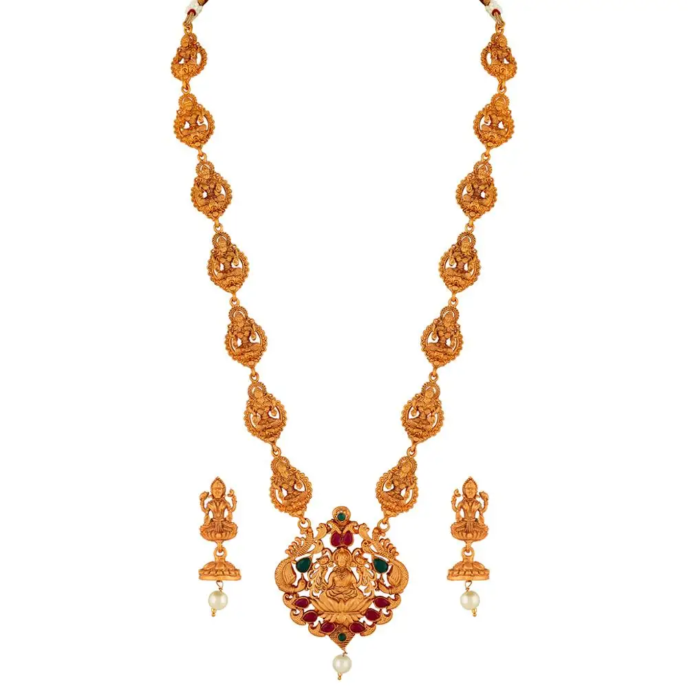
Wholesale Indian Kundan Temple Jewellery Traditional Antique bridal wedding jewellery heavy gold plated jewelry sets 