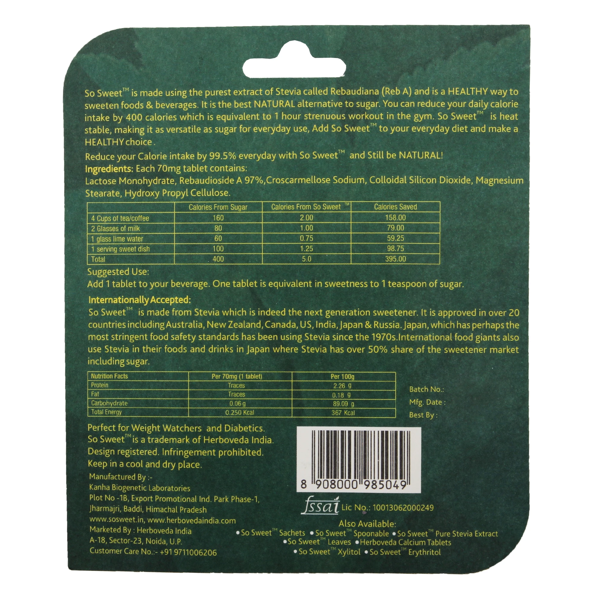 So Sweet Stevia Sachet