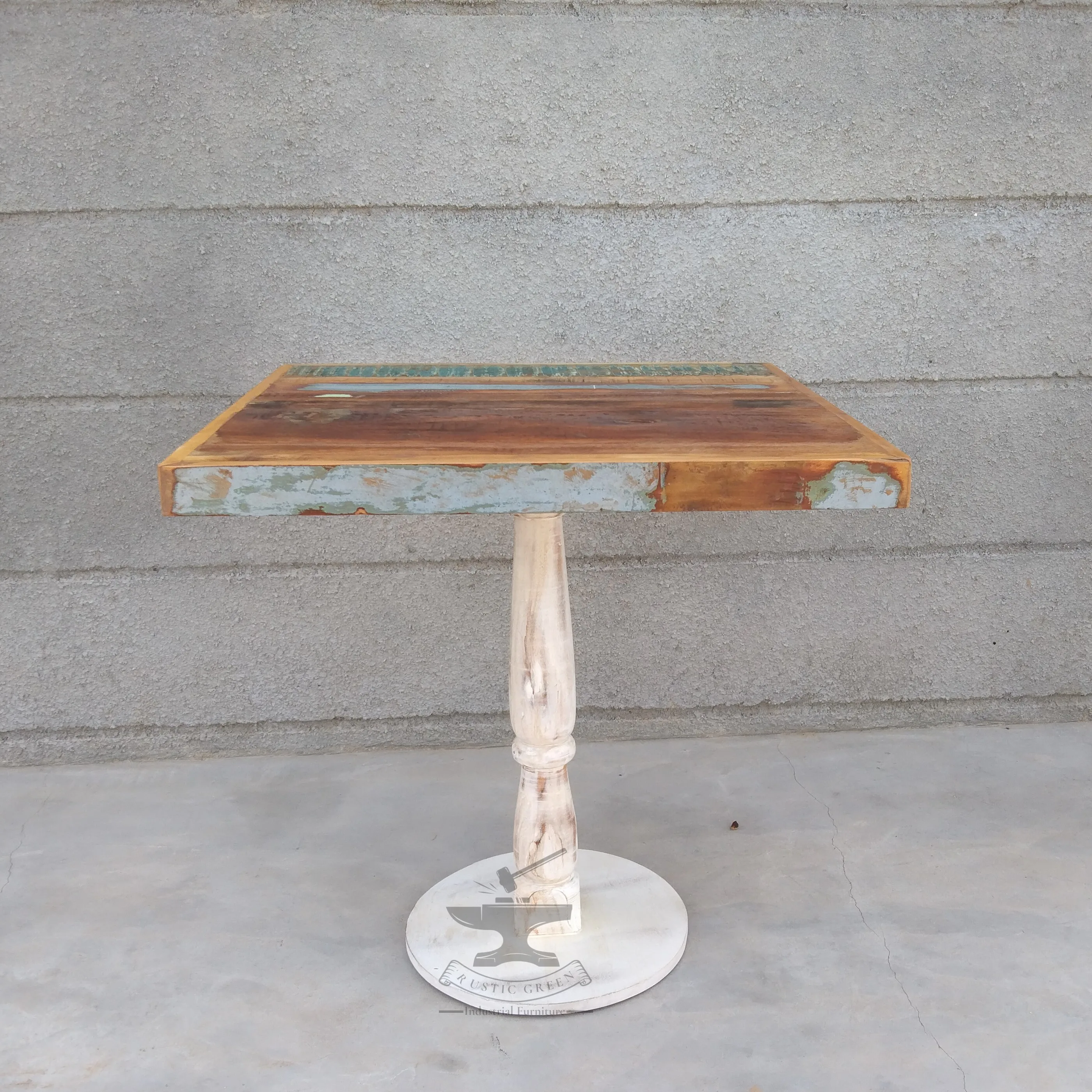 Industrial  Bistro Round Cafeteria Patio Reclaimed wood Table