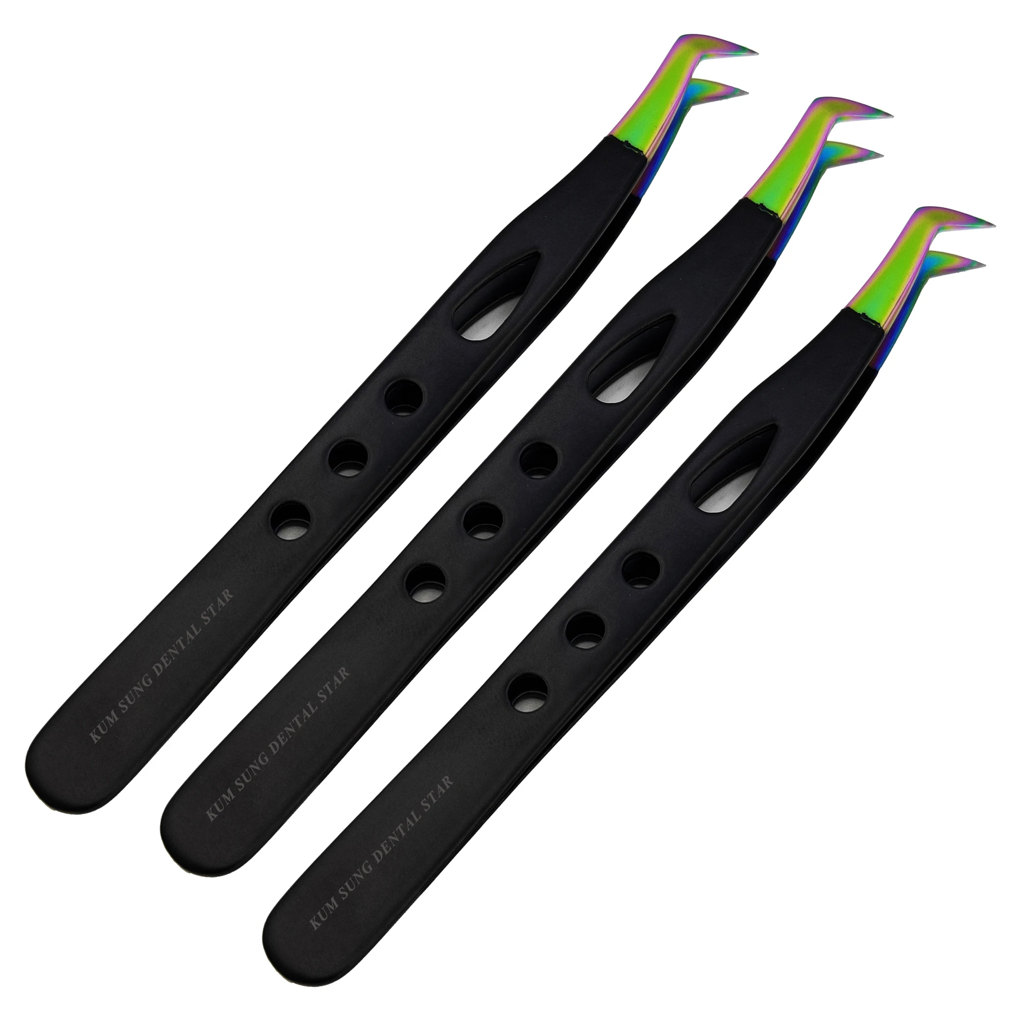 Лидер продаж пинцет для объема ресниц Премиум-Качества из нержавеющей стали черного цвета с радужными наконечниками инструмент