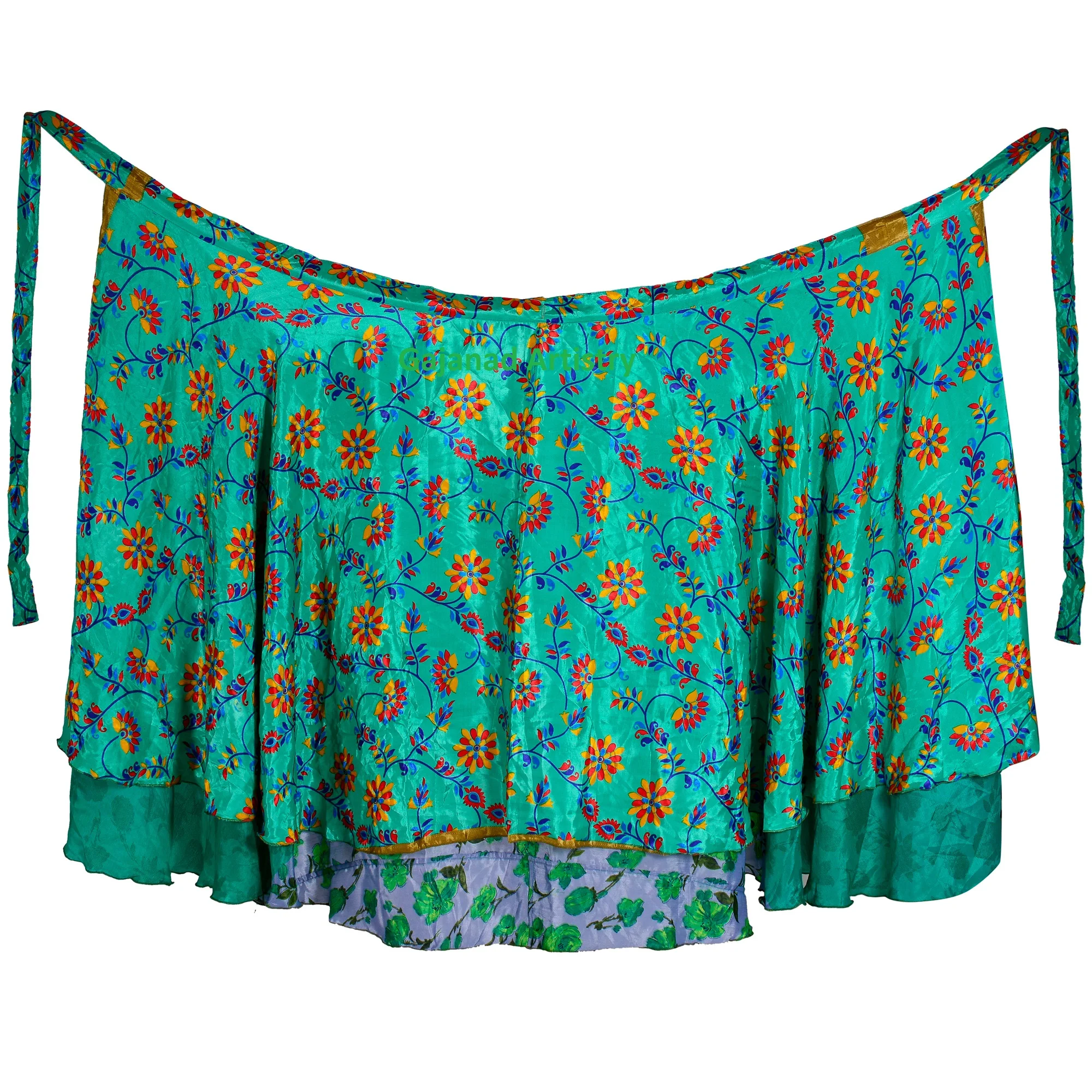 Wrap Reversible Long Skirt Vintage Silk Sari Long Wrap Skirts Indian Silk Long Boho Hippie Long Double Layer Skirt