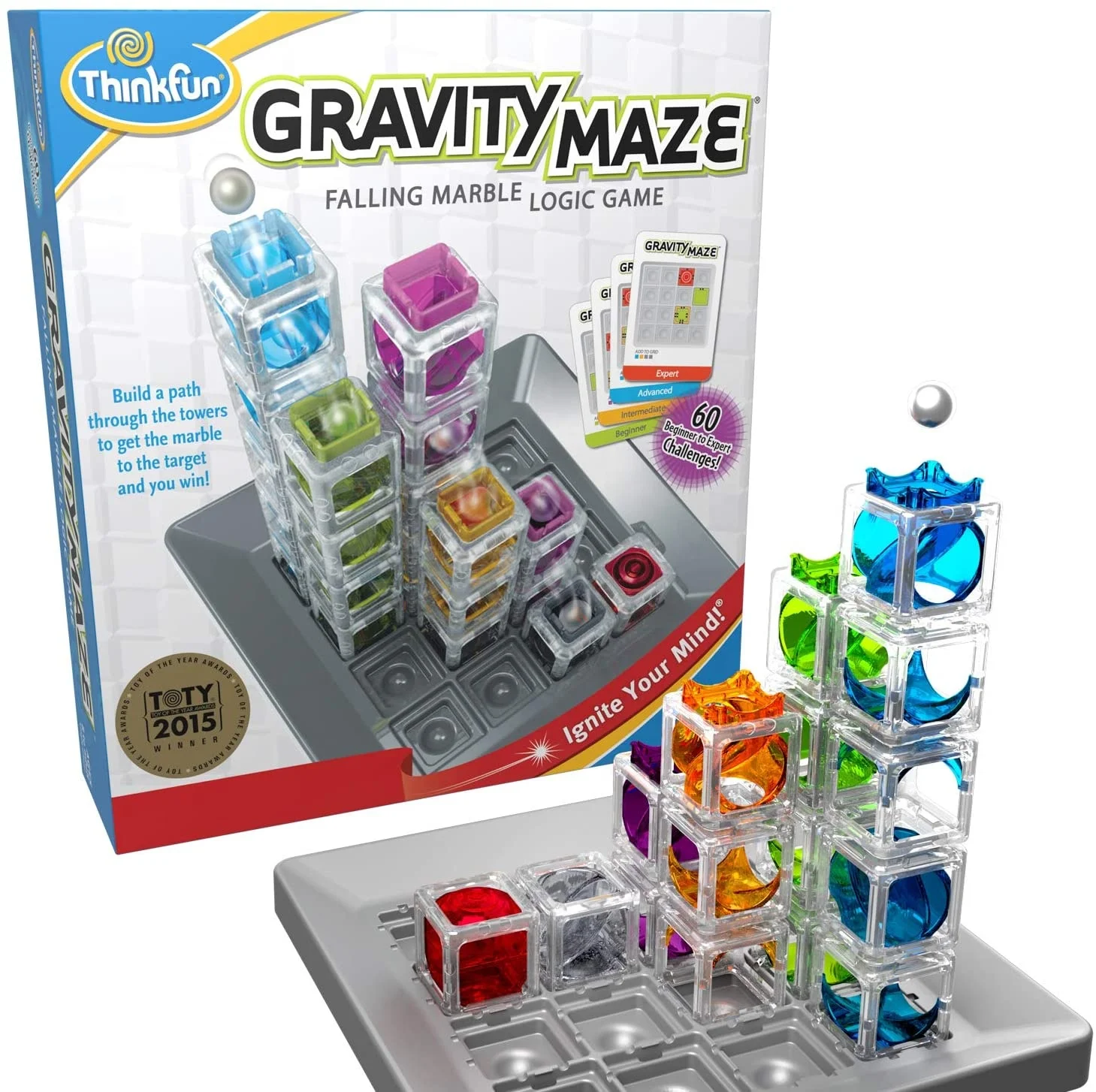 Лучшая награда, быстрая распродажа, Гравитационный лабиринт Think-Funs Marble Run, игра для мозга и игры STEM, игрушки для мальчиков и девочек в возрасте 8 лет и Ups