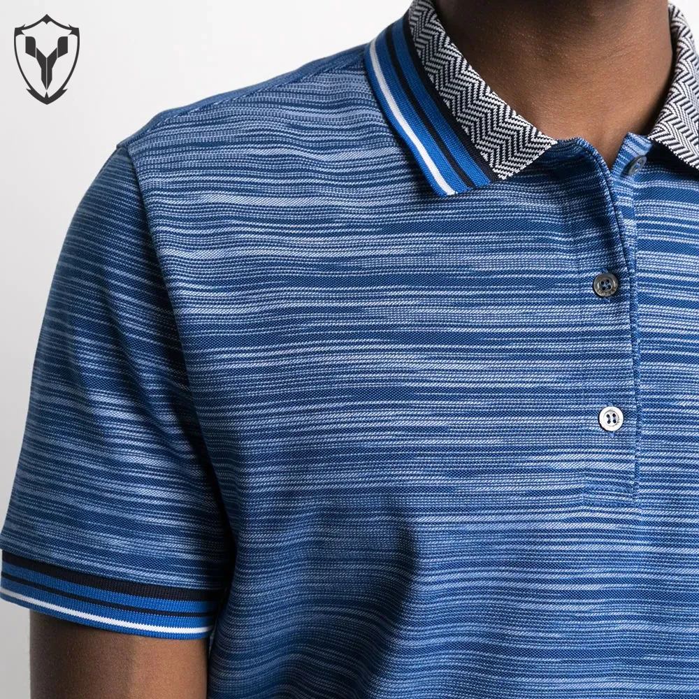 Polo Collar Blue 100% Cotton Customized Sublimation Beautiful Design Wholesale Top Quality Short Sleeve Top Best Selling For Men