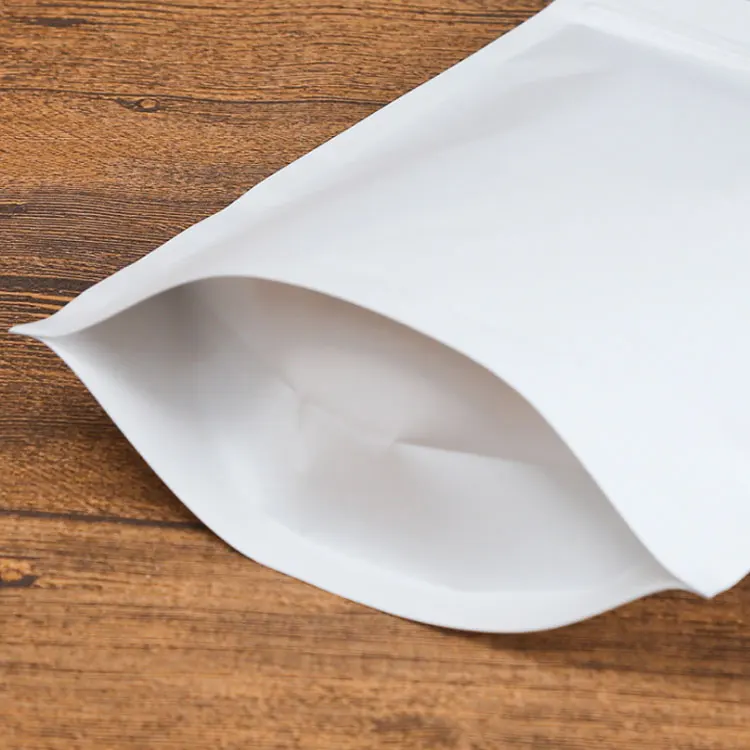68 White kraft paper bag environmentally friendly organic degradable sealed zipper paper bag food stand up pouch