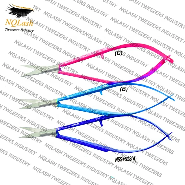 Hot Design  Straight Colored  Eyelash Spring Scissors / OEM Customized Service / Stainless Steel Micro Spring Scissors