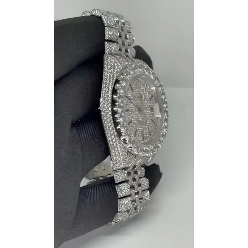 GH VSSI настоящий бриллиант часы для мужчин и женщин 14-18 лет Алмазный КТ в стиле «хип-хоп» кварцевые из нержавеющей стали мужское кольцо с бриллиантами наручные