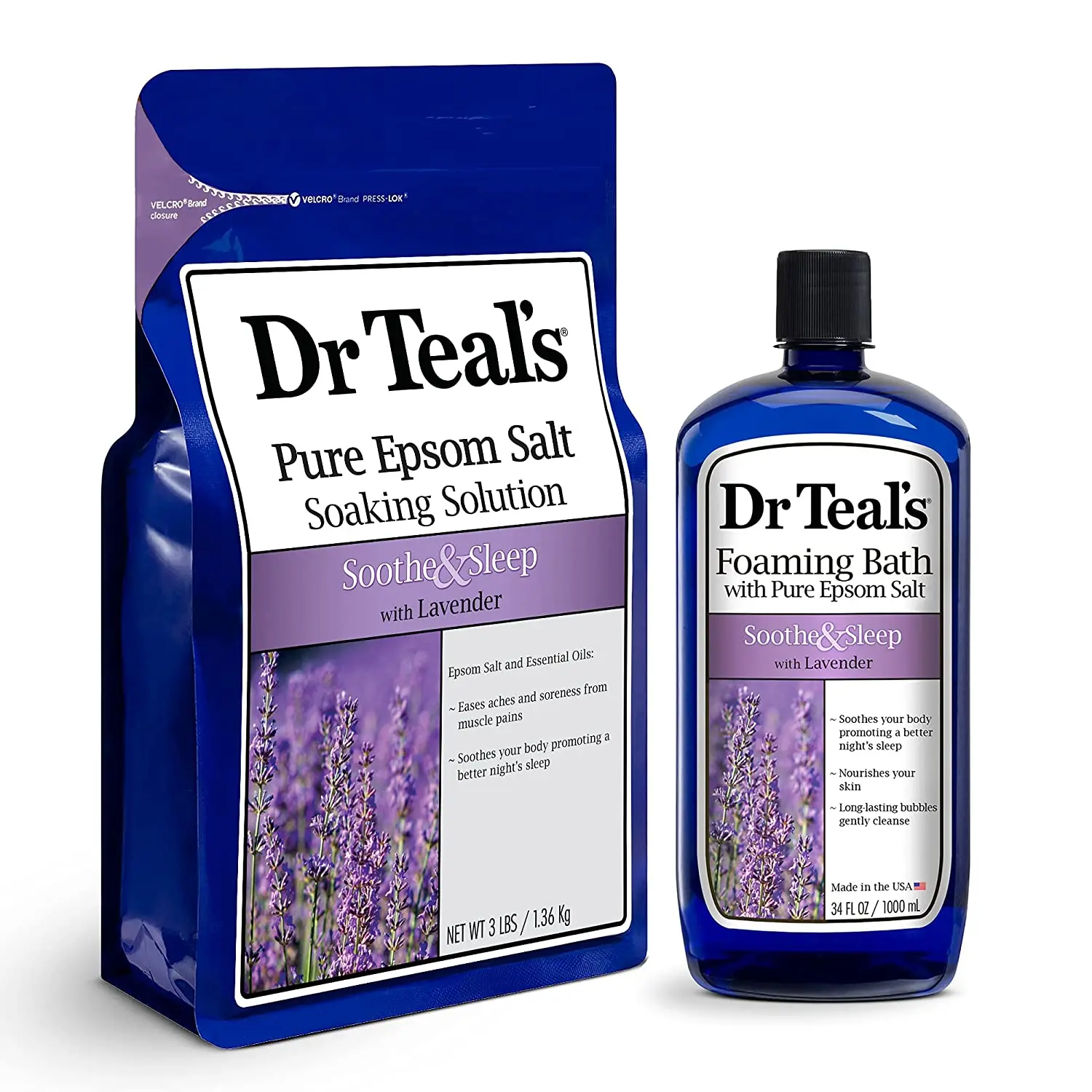 BRAND NEW  Salt Soaking Solution and Foaming Bath with Pure Epsom Salt Combo Pack, Lavender