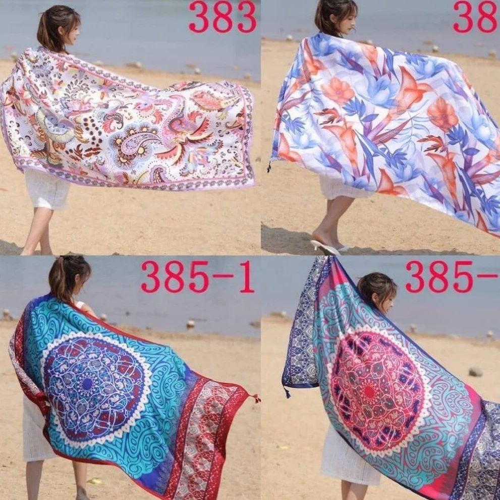 
Shawls print beach sarong cover up Bohemian style sarong viscose printed pattern Bohemian style Beach resort wear 