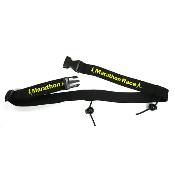 Wholesale promotional sports running waist belt logo printed triathlon marathon custom race number belt