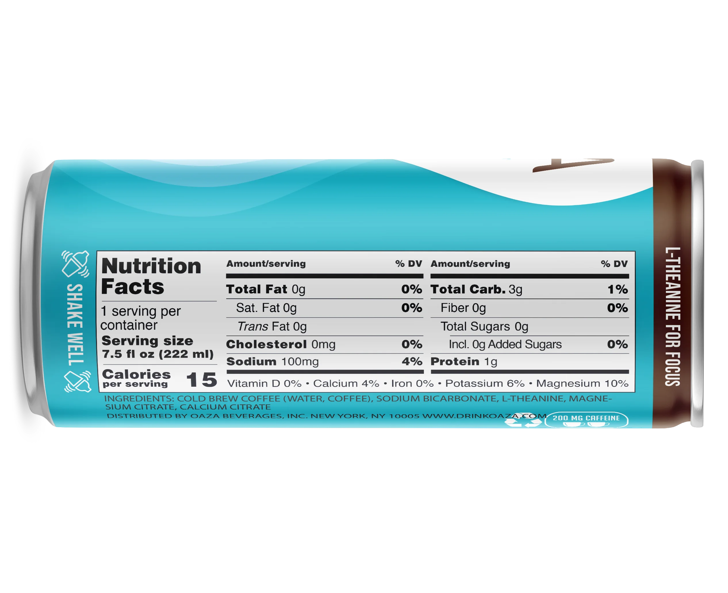 OAZA High Performance Cold Brew Hydrate your Coffee 8 Fl Oz Pack of 12 Ready to Drink (Black)