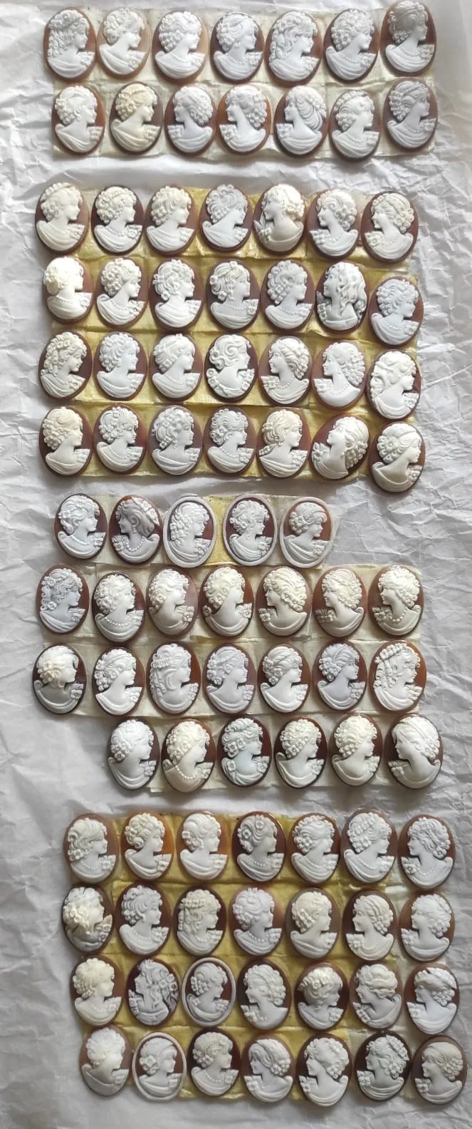 Hand-carved  in Italy Sardonyx Shell Cameos available also in pairs for Earrings