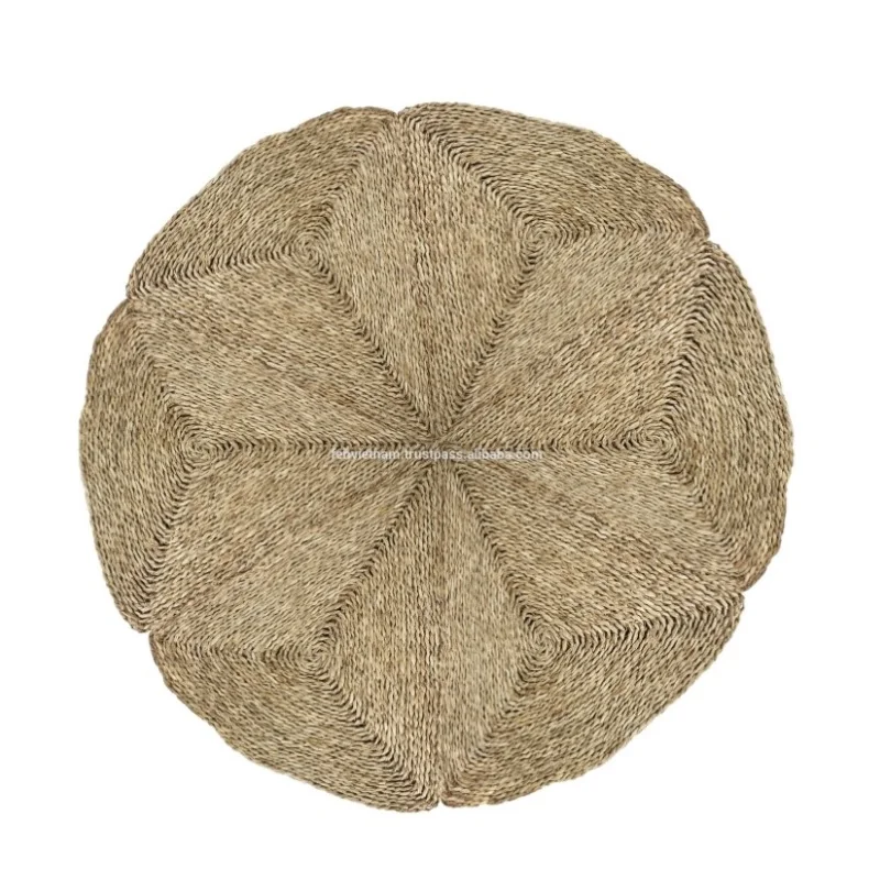Modern Design Handmade Star-Shaped Woven Seagrass Rugs for All Rooms Anti-Slip Circular Natural Wicker Rugs for Bohemian Decor