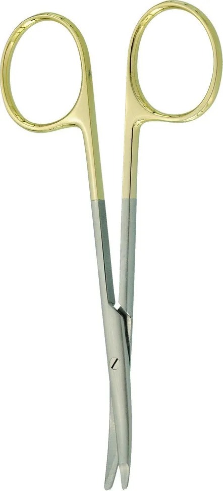 Blephroplasty Scissors Curved Flat Tips one Serrated Blades TC Scissors 4.5inch