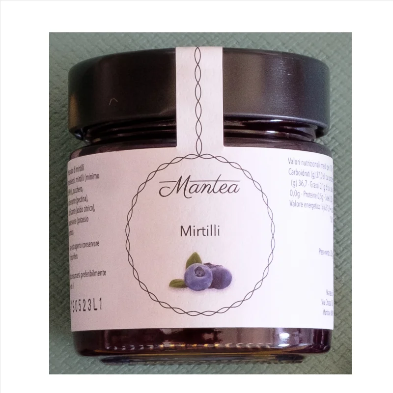 Top quality Italian blueberries jam 60 % MANTEA 250 gr ready to ship