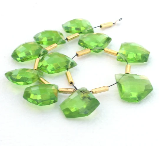peridot quartz diamond shape stone faceted gemstone top drilled gemstone handmade stone jewelry making gemstone faceted quartz