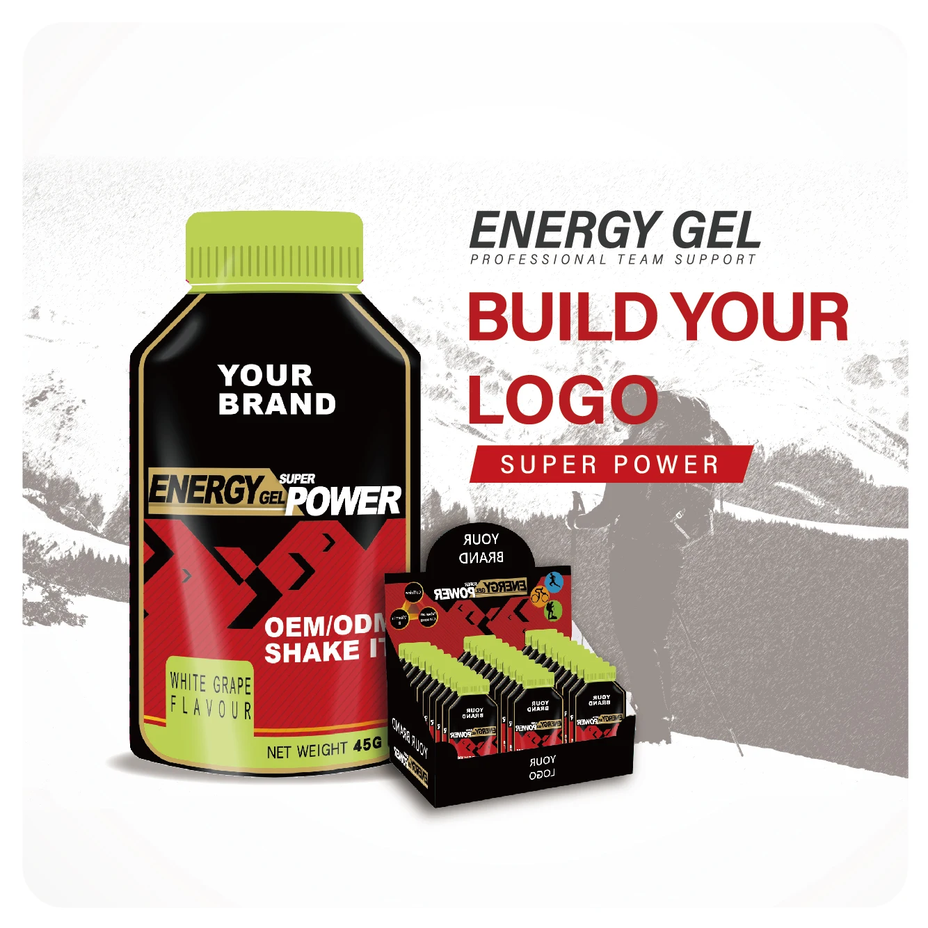 Customize energy gel gu White Grape Flavour 45*30pc