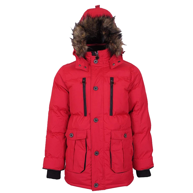 new Wolf Fur Puffer Down Filled Quilted Detachable Removable Hood Men Canada Parka Down Coat Jacket